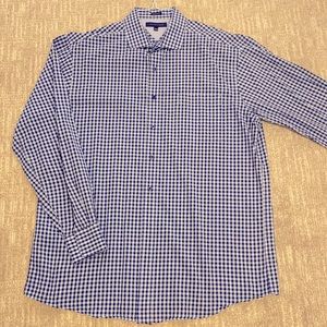 Tommy Hilfiger blue plaid dress shirt 16 1/2 34-35